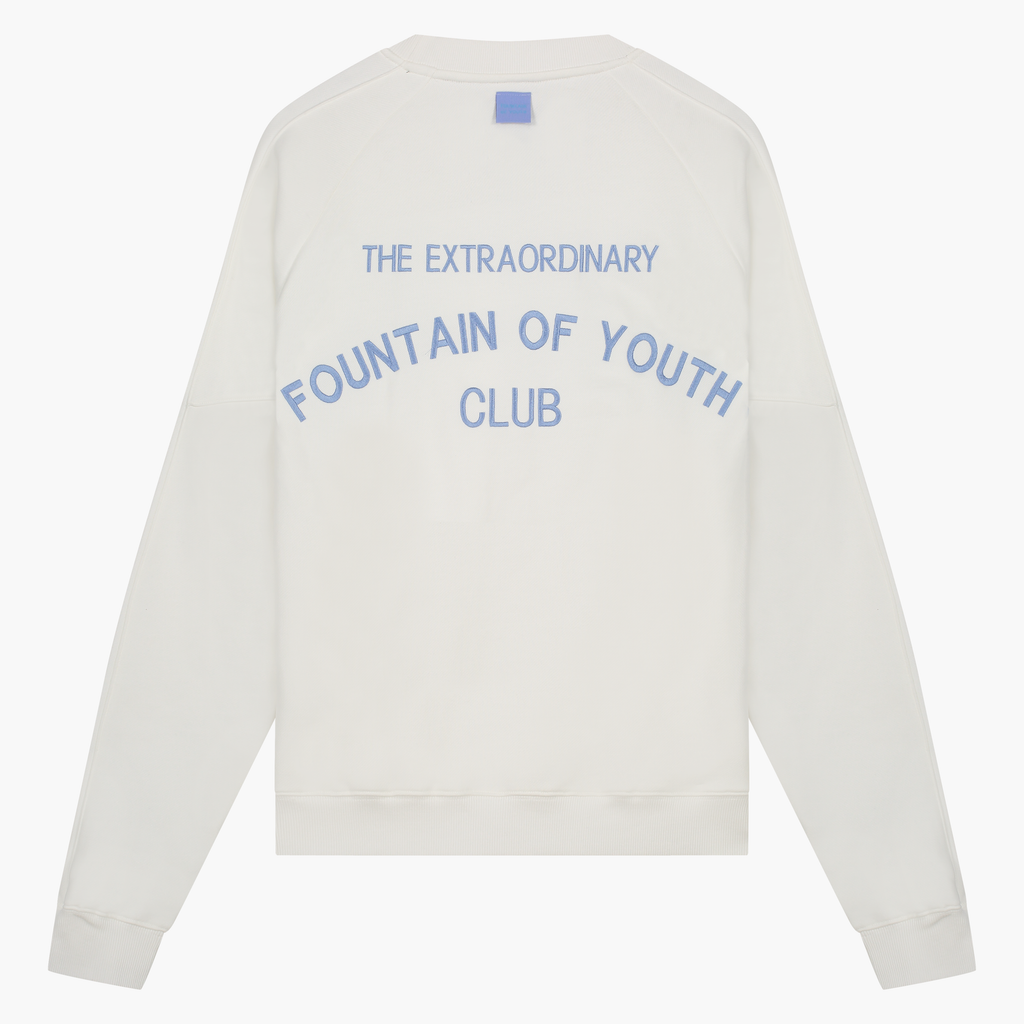 FOY Signature Blue Embroidery Back - Sweater Off White