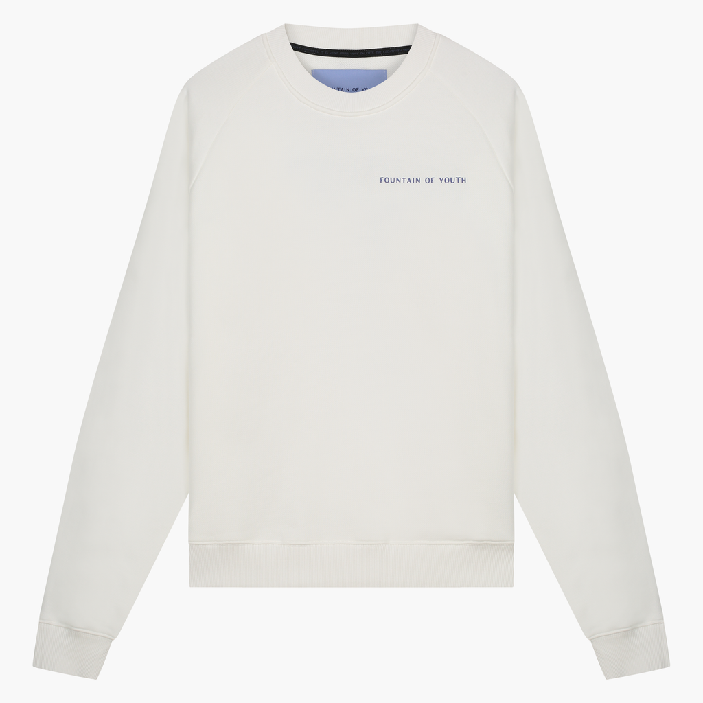 FOY Signature Blue Embroidery Back - Sweater Off White