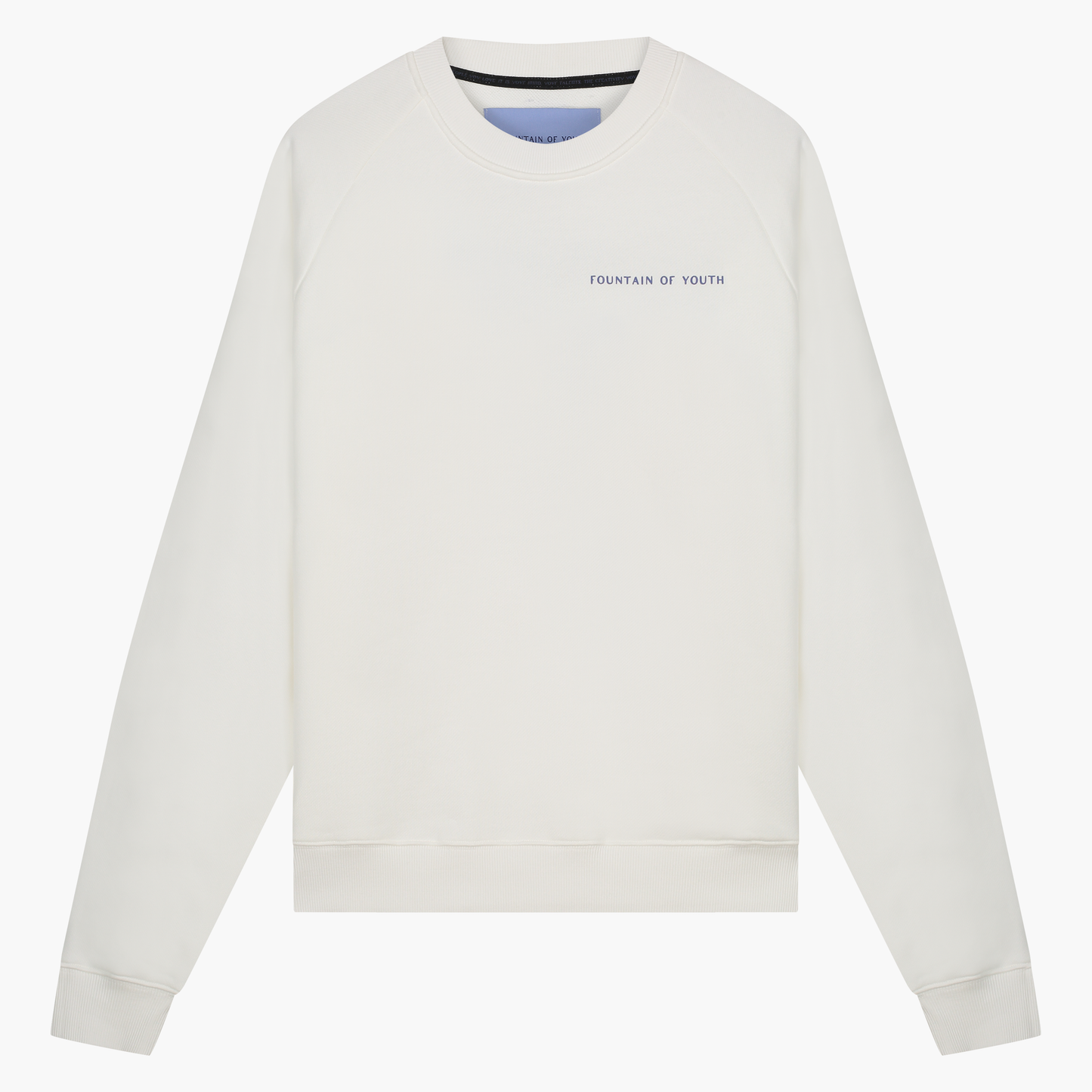 FOY Signature Blue Embroidery Back - Sweater Off White