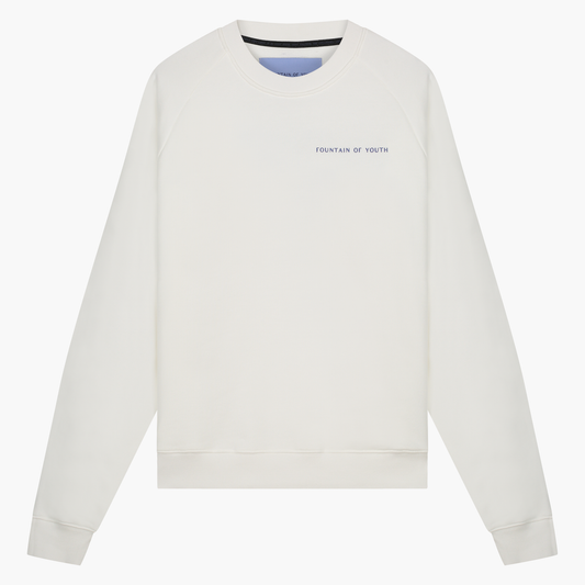 FOY Signature Blue Embroidery Back - Sweater Off White