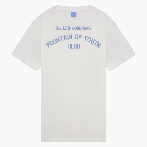 FOY Signature Blue Embroidery Back - T-Shirt Off White