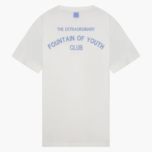FOY Signature Blue Embroidery Back - T-Shirt Off White