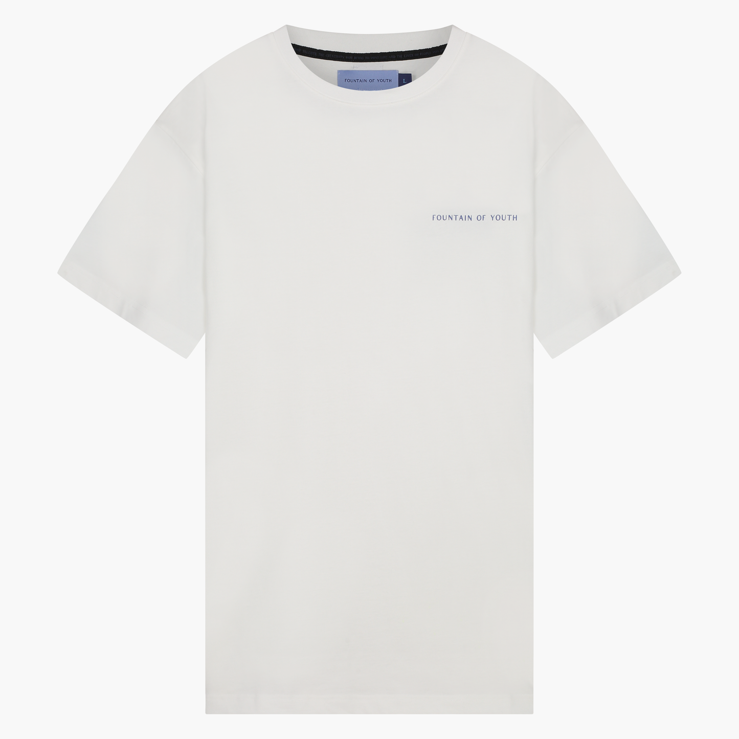 FOY Signature Blue Embroidery Back - T-Shirt Off White