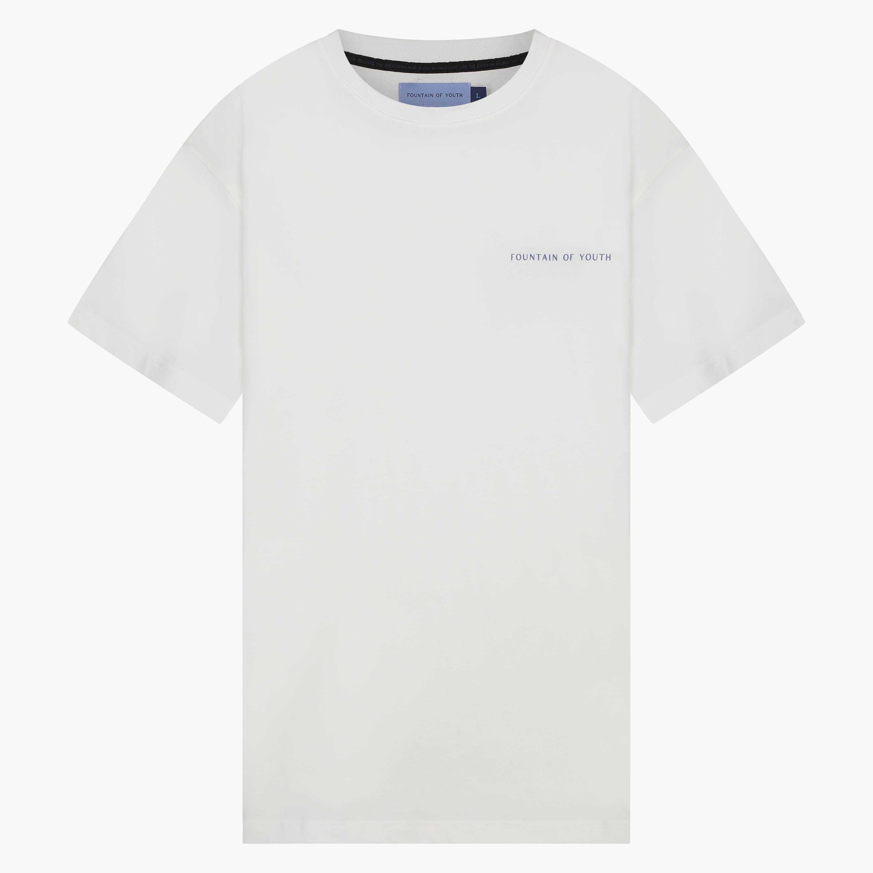 FOY Signature Blue Embroidery Back - T-Shirt Off White