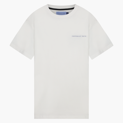 FOY Signature Blue Embroidery Back - T-Shirt Off White