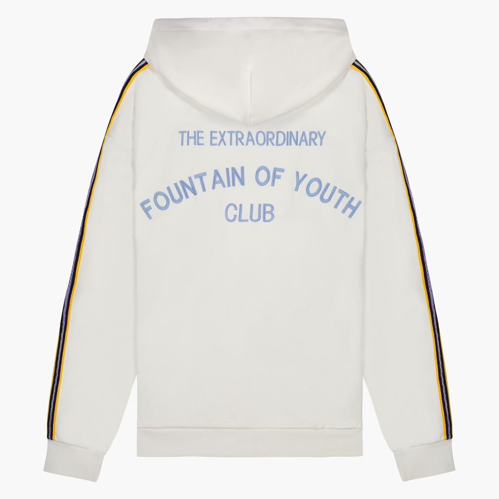 FOY Signature Blue Embroidery Back - Hoodie Off White