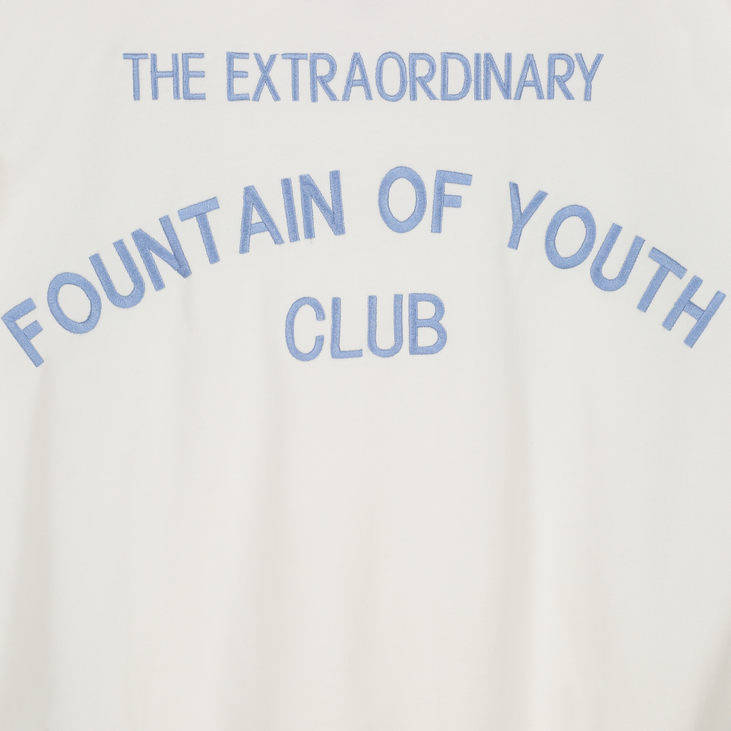 FOY Signature Blue Embroidery Back - Hoodie Off White
