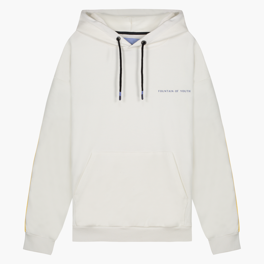 FOY Signature Blue Embroidery Back - Hoodie Off White