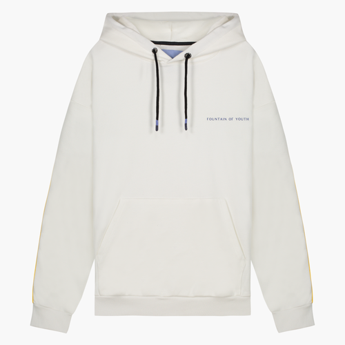 FOY Signature Blue Embroidery Back - Hoodie Off White